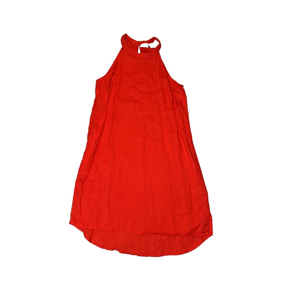 Sigrid Olsen Dress S Orange 100% Linen Midi Shift Resort Vacation Minimalist